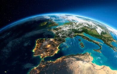 Detailed Earth Spain and the Mediterranean Sea