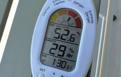 Commercial devices like this are available to calculate the heat index, that is, how hot it actually feels given the humidity