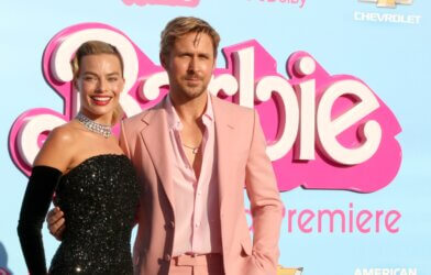 Margot Robbie and Ryan Gosling at the Barbie World Premiere in 2023