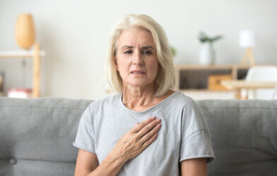 Older woman having heart pain
