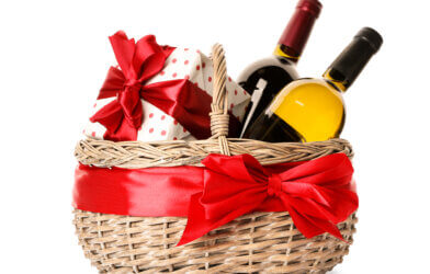 A gift basket of wine