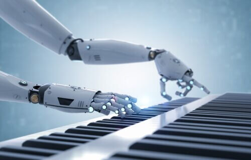 Robot or artificial intelligence playing the piano