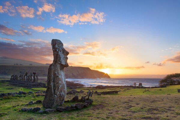 Sunrise at the Ahu Tongariki on Easter Island